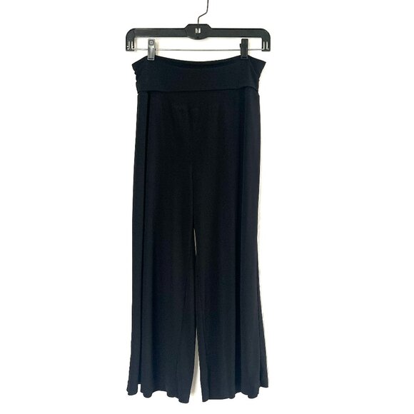 Black Wide Leg Culottes w/Fold-Down Waist – Stretchy/Pull-on/Ankle Length – Sz S - Picture 1 of 13